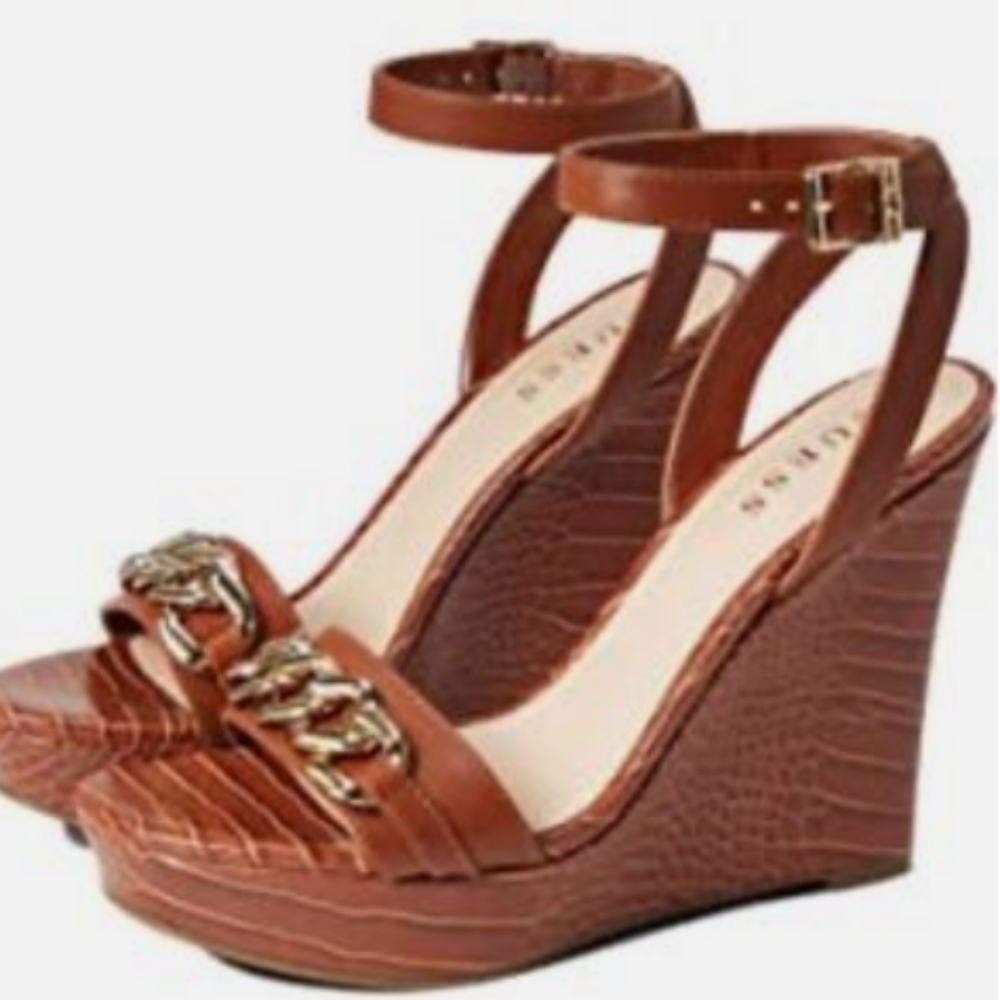 Guess ladies cognac wedge sandals